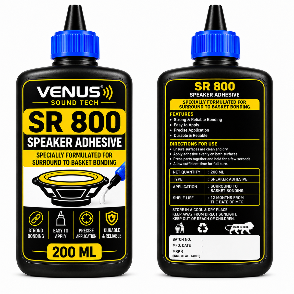 SR 800 Speaker Adhesive – 200 ML | Water-Based Glue for Speaker Surround to Basket Bonding
