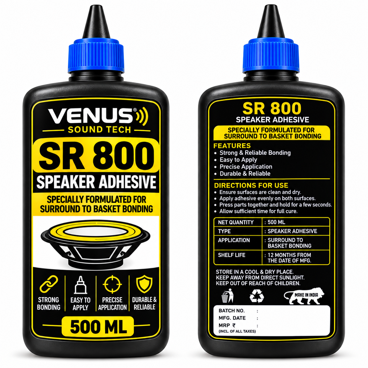 SR 800 Speaker Adhesive – 500 ML | Water-Based Glue for Speaker Surround to Basket Bonding