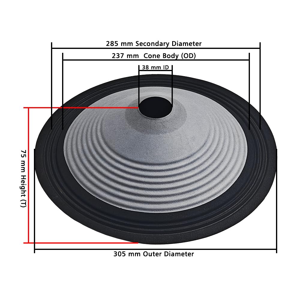 12" Paper Cone | OE-1202 | 38mm | Grey | 10 PCS (Ocean)