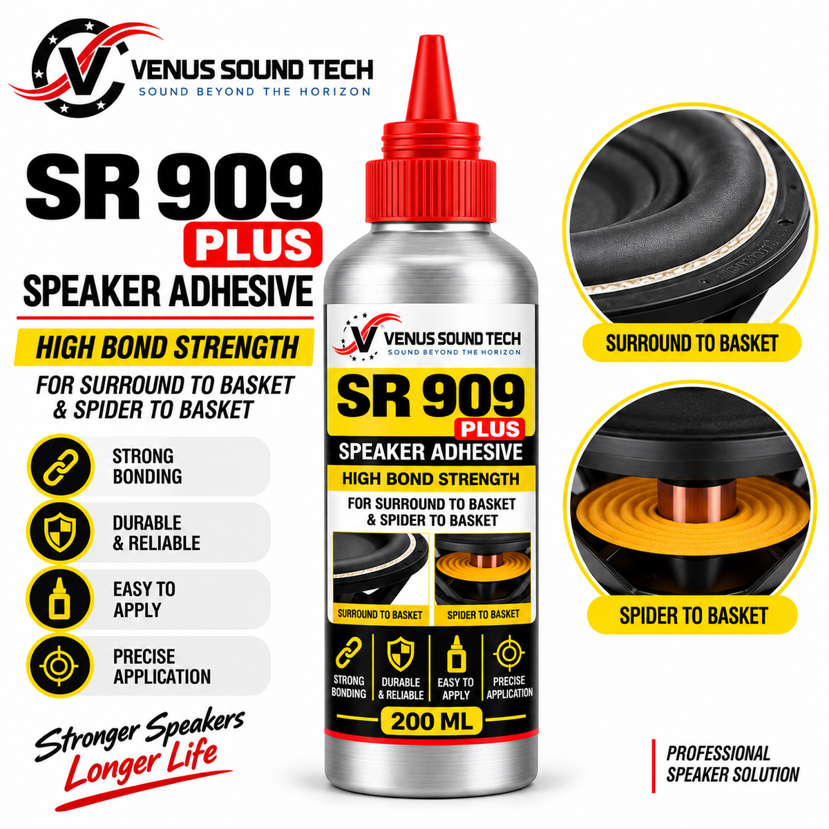 SR 909 PLUS Speaker Adhesive – High Bond Adhesive 200 ML