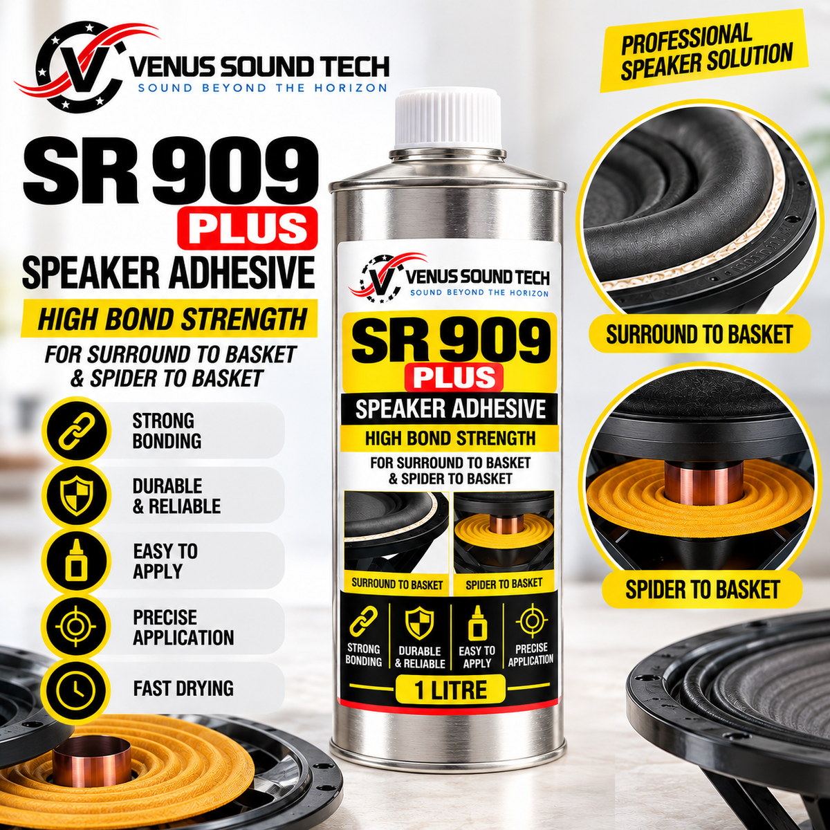 Speaker Adhesive (1 Litre) SR 909 PLUS Solvent Base